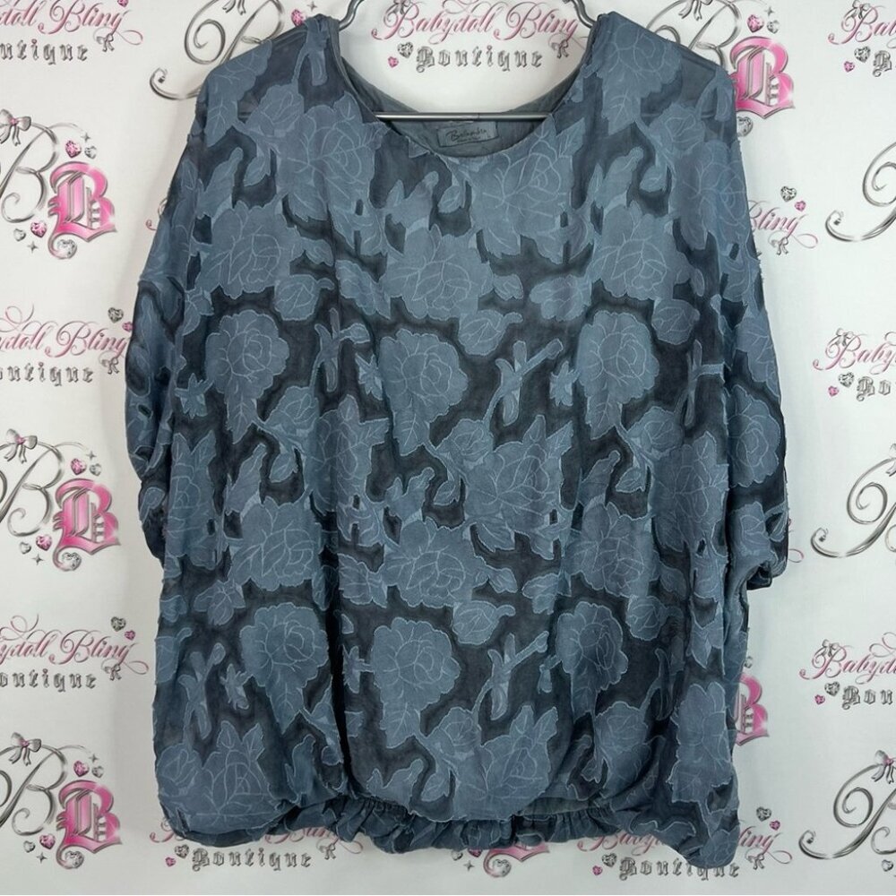 Bellambia blouse Italy 🇮🇹 flowers floral Elegant Blue Floral Women's Blouse
